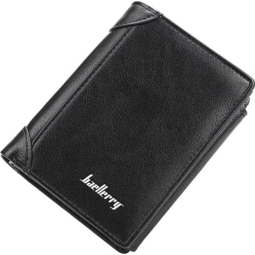 DIKEDAKU Baellerry Mens Korean Multicard Wallet Ultrathin Short Zipper Buckle Wallet Bag Cover Pu Leather Mens Purse