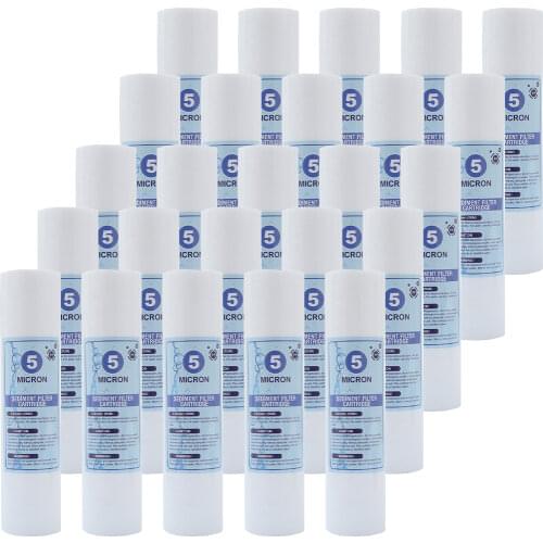 25Pcs 5 Micron Sediment Water Filter Purifier Cartridge Reverse Osmosis 10 Inch PP Cotton Filter Element Ultra Filtration