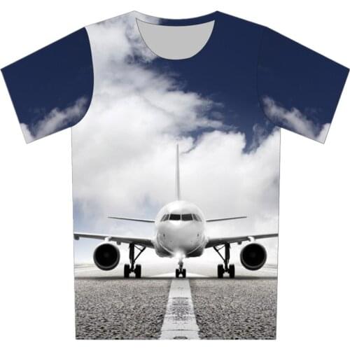 Women Men Fashion T-shirt Aircraft Take Off Fighter Cloud 3D Full Print Tshirt Boys Girls Summer Clothes Female Male Tees Tops