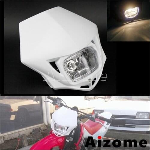 Dirt Bike 35W White Headlight Headlamp Fairing Mask For Suzuki Yamaha Honda DRZ DR KX KLX EXC XCW XT WR YZ YZF TW Universal