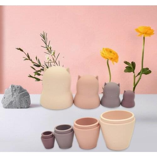 Solid Color Russian Nesting Doll Toy Matryoshka Babushka Dolls Montessori Toy for Kids Gifts Desktop Ornament