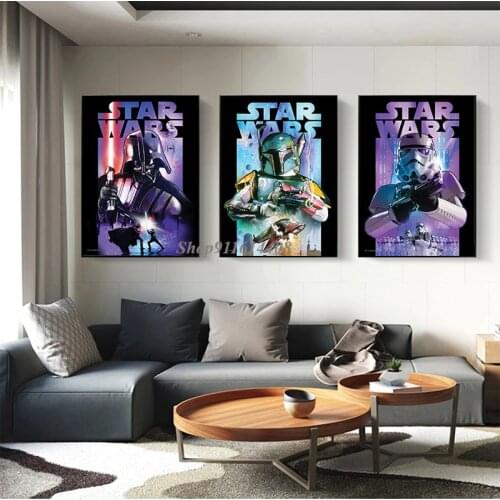 Disney Retro Canvas Painting Movie Star Wars Portrait Vader Yoda Posters and Prints Wall Art Pictures for Living Room Home Decor