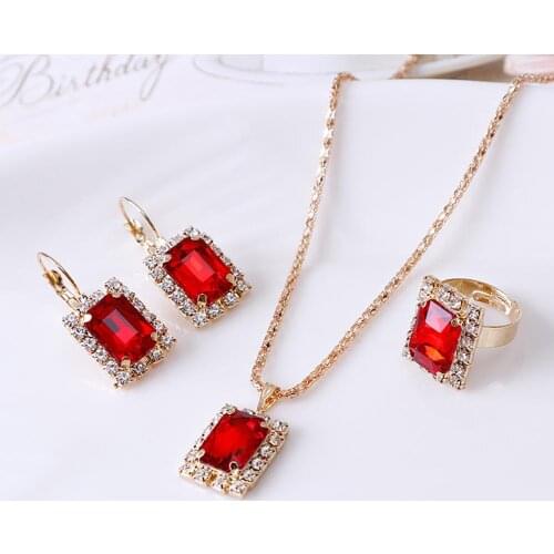 Fashion Jewelry Set Women Banquet Wedding Party Necklace Earrings Finger Ring new