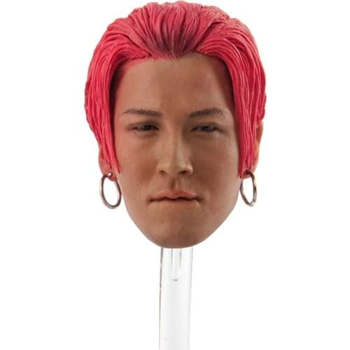 1/6 Scale bigbang Korean Red Hair Earrings Male Head Sculpt Carved Accessory Model for 12'' Male Figure Body In Stock Collectibl