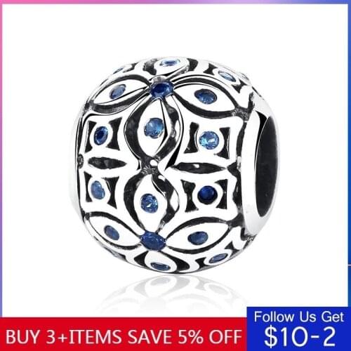 LByzHan 925 Sterling Silver Charms With Blue Crystals S925 Bead Charm fit Bracelets & Bangles for Women Jewelry CMC059