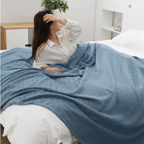 Summer Cotton Blanket Air Conditioner Comforter Quilt Lightweight Breathable Knitted Sofa Bed Sleeping Blankets 4 Sizes