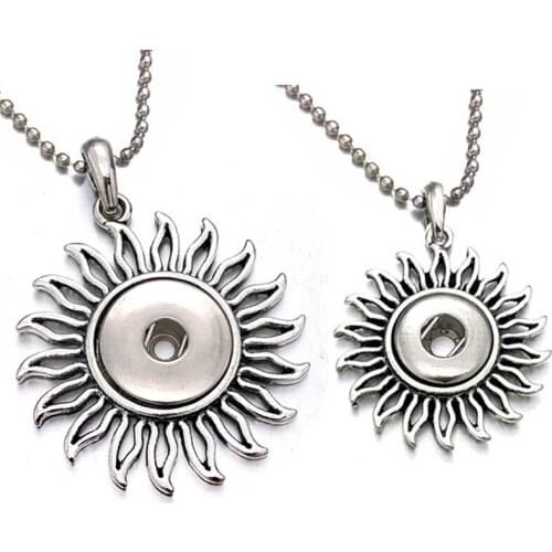 Hot Sale 291 Geometric Flower Pendant Necklace Fit 12mm 18mm Buttons For Women Gift Charm Fashion Interchangeable jewelry