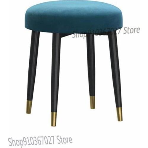 Household Stool, Iron Small Round Stool, Leather Art Stool, Fashionable Dining Stool, Simple Shoe Changing Stool, Creative Round