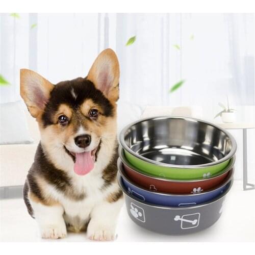 Stainless Steel Dog Footprint Single Bowl Pet Feeding Dish Puppy Food Water Bowls Dogs Feeder Tableware Pet Drinker