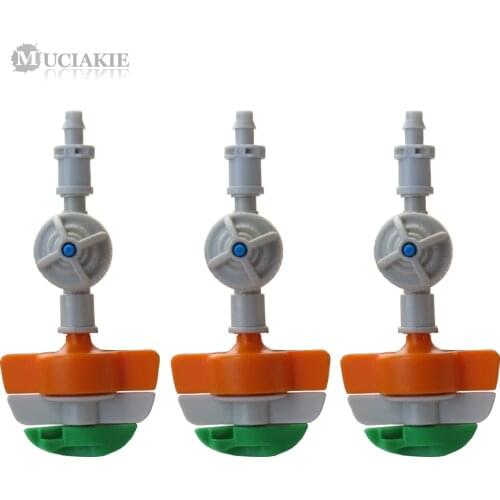 MUCIAKIE 4PCS 360 Degrees Rotating Sprinkler Nozzle with Anti Drip 4mm Barb Drip Irrigation Watering System Kits Fittings Spray