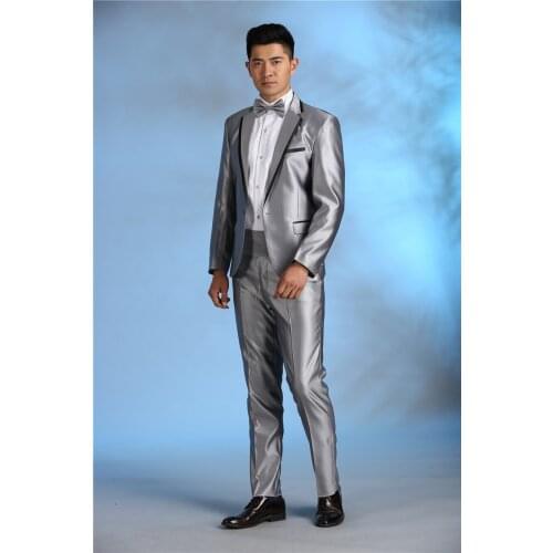 Latest Coat Pant Designs Grey Beige Performance Men Suit Slim Fit 2 Piece Cheap Show Blazer Costume Stage Tuxedo Terno Masculino