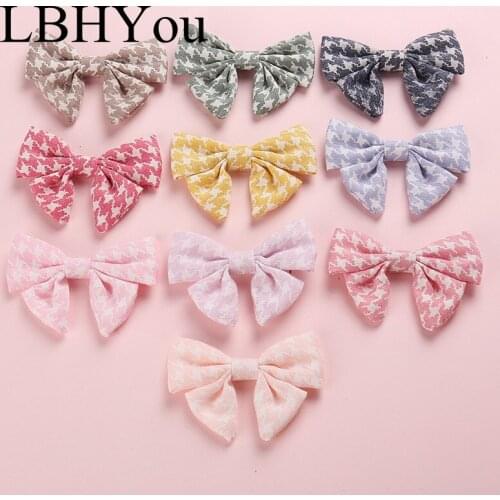 One Size Fit Most Fabric Bows Hair Clips,Kids Girls Classic Plaid Hand Tie Hairpins,Girls Knot Hair Accessories