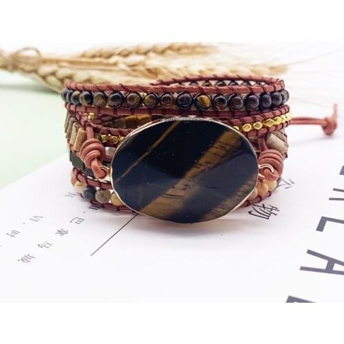 5 Strands Woven Wrap Bracelets Bohemian Statement Bracelet Premium Beaded Bracelets Leather Bracelet Labradorite Dropship