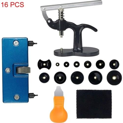 16pcs Watch Press Tool With Battery Replacement Tool + Fitting Dies Kit Watch Back Remover Closer Repair Tool Watchmaker Tools
