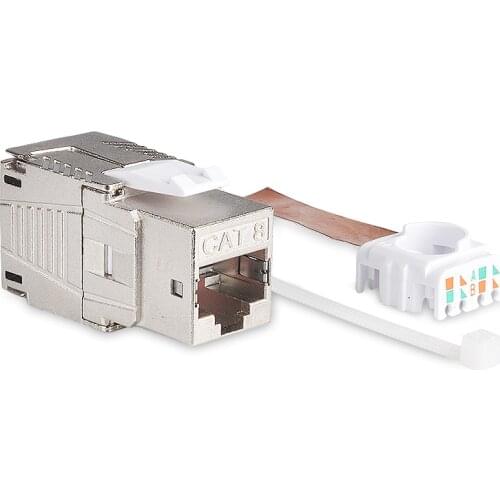 NETWORK RJ45 CAT6A CAT8 KEYSTONE JACK MODULE SOCKET FULL SHIELDED TOOLLESS TYPE SUPPORT 10G/40G 550MHz/2000MHz PoE/PoE+ 100W