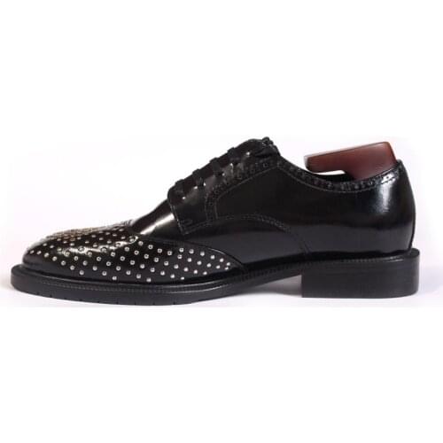 New shoes for men rivet black men shoes casual sprot shoes handmade Luxury spring and autumn lace up Derb shoesy