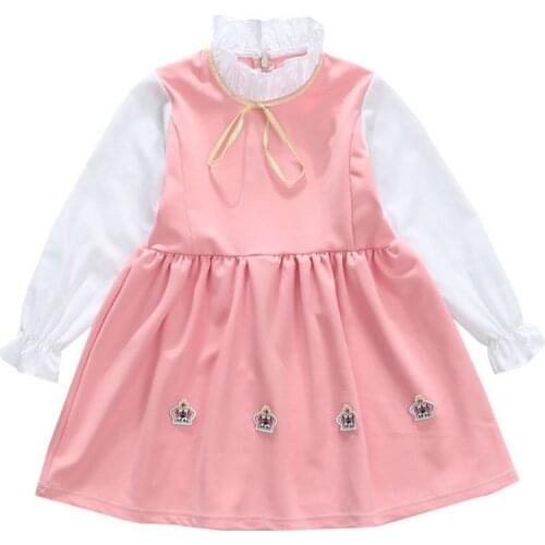 Spring Antumn Baby Girl Dress Fake 2 Piece Girls Clothes Print Long Sleeve Dress Kids Princess Sundress 3-14T 2020 New Arrive