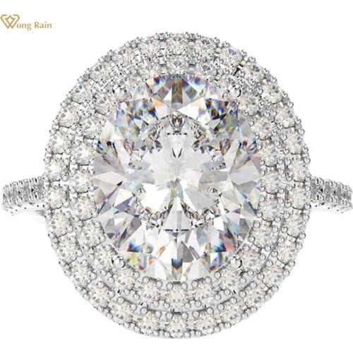 Wong Rain Luxury 100% 925 Sterling Silver Created Moissanite Gemstone Birthstone Wedding Engagement Ring Fine Jewelry Wholesale