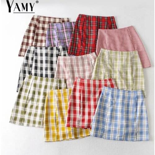 YAMY Plaid Pencil Skirts
