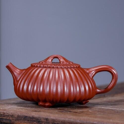 ★Yixing recommended manual undressed ore dahongpao jin wen pot of tea service kits stone gourd ladle pot