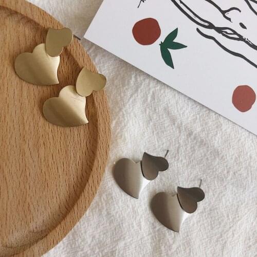 Aretes de mujer modernos 2018 new arrival metal double love ring earrings fashion jewelry wild gift statement earrings for women