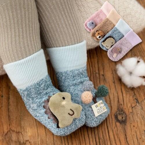 0-2 Years Old Cartoon Baby Socks Childrens non-slip Floor Socks Velvet Doll Socks