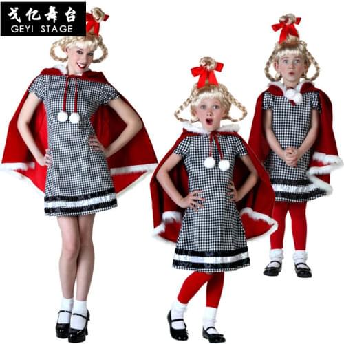 Womens Cloak Luxury Womens Christmas Costume Adult Child Christmas Little Girl Costume Stage Performance Parent-child Costume