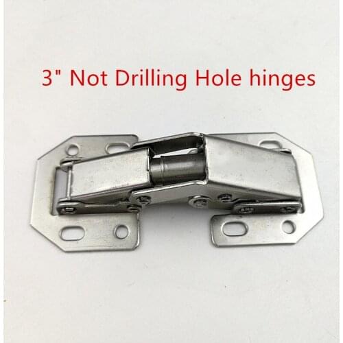 10pcs/lot 3 inch 90 Degree Not Drilling Hole Furniture Hinges Bridge Shaped Spring Frog Hinge Full Overlay Cupboard Door Hinges