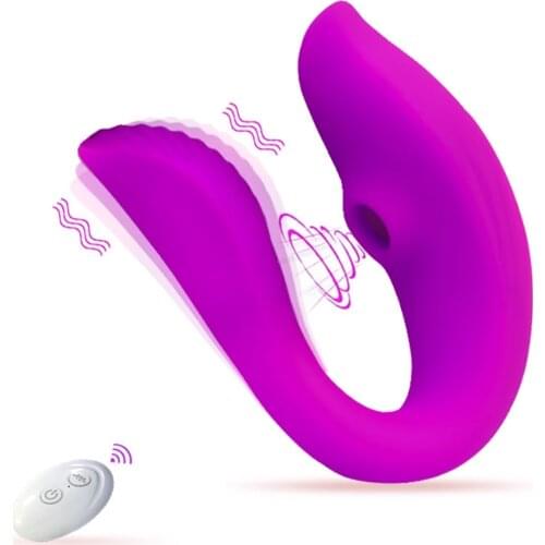2 In 1 Oral Sucker Clitoris Stimulator Wireless Control Clitoral Sucking & G-spot Vibrator Wearable Adult Sex Toy For Women