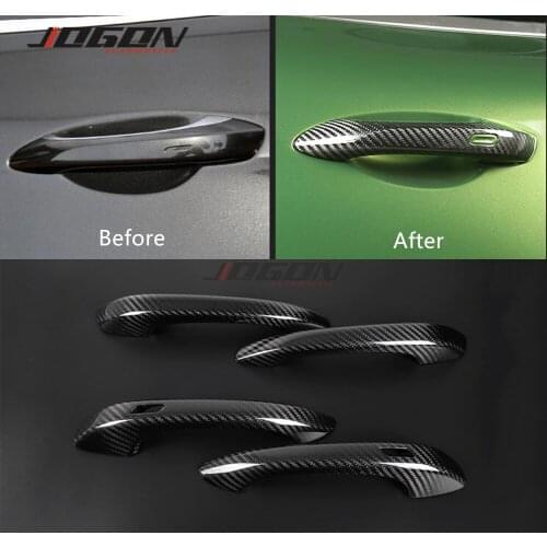 4pcs Real Carbon Fiber For Porsche Macan 2015-2020 Cayenne 2018-2020 Car Styling Side Body Door Handle Cover Trim