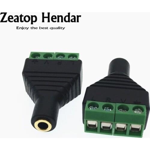 5Pcs 3.5mm 4Ploe 1/8 Inch Stereo Female Plug to AV Screw Video Balun Terminal Jack 3.5mm Female 4Pin Terminal Block Connector