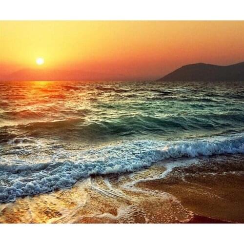 5D DIY Full Square Sale Diamond Painting Cross Stitch -Sunset seaside- 3d Round Diamond Embroidery Mosaic Resin Home Decor Gift