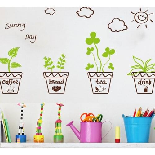 Decorative Sticker Self-adhesive Window Glass Door Wall Sticker Home Garden Plant Flowers Pot Skirting Decoration Decals