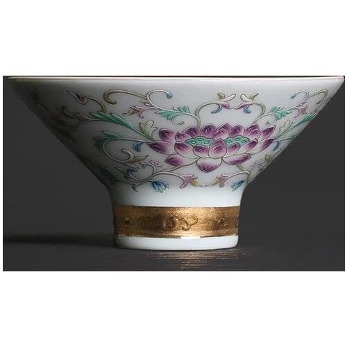 Enamel colored silver hat cup silver cup 999 pure silver cup Jingdezhen handmade tea set tea cup collection