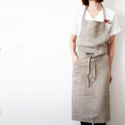 High-end Japanese korea apron linen and cotton fabric simple fashion art attendant beautiful salon nail aprons