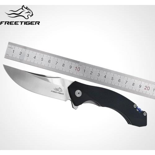 FREETIGER New Arrival D2 Folding Pocket Knife D2 G10 Outdoor Hunting Survival Tactical Pocket Knife EDC Tool Gear for Men FT711