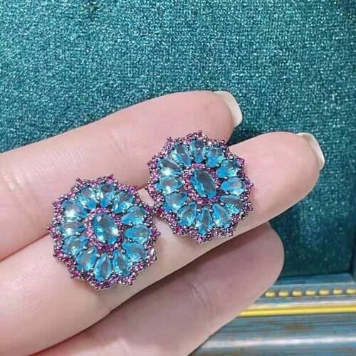 Funmode Luxury Design Green Flower Stud Earring Bridal Engagement Party Dress up Party Earring Jewelry Wholesale FE310