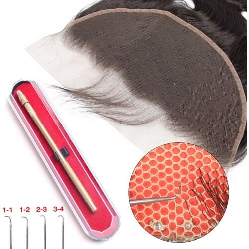 Alileader Human Hair Extensions Tool Ventilating Needles For Wig Making Profession Wig Making Kit 4 Pcs Wig Needle And Holder