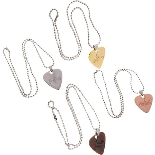 Finest Zinc Alloy Plectrum Pick Pendant Necklace for Guitar Bass Ukulele Banjo Mandolin Parts