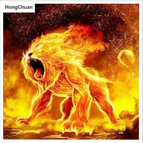 Fire Lion Diamond Embroidery 5D DIY Diamond Painting Square/Round Diamond Inlaid Rhinestone Picture Mosaic Cross Stitch