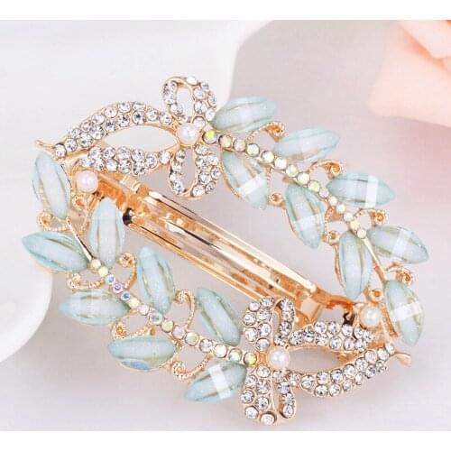Colorful Crystal Rhinestone Premium Luxury Butterfly Pearl Hair Clip Headwear For Women Girls Geometric Styling Accessories
