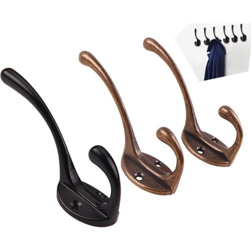 Zinc alloy Hook Antique Clothes Double Hook Wall Mounted Iron Key Coat Hat Hanging Holder Home Accessories