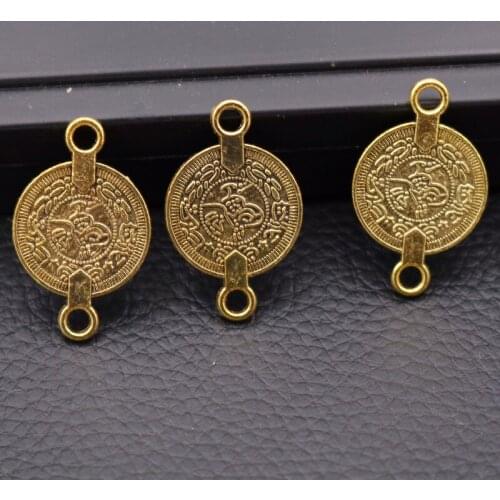 15pcs Antique Gold Color Divination Metal Pendant DIY Retro Bracelet Connector For Jewelry Handicraft Making 29*18mm P20