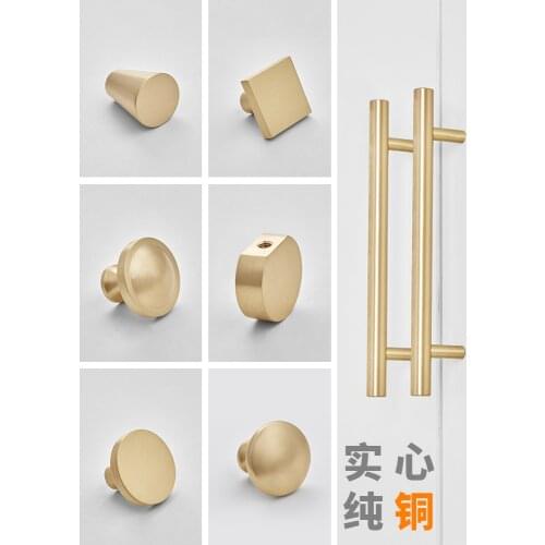 Pure Copper Cabinet Door Handle Modern Minimalist Nordic Style Cabinet Drawer Golden Handle Furniture Hardware