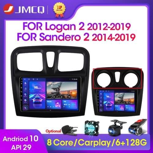 JMCQ 2din 2G+32G Android 10 DSP Car Radio Multimidia Video Player For Renault Logan 2 Sandero 2 2012-2019 Navigation GPS 2 din