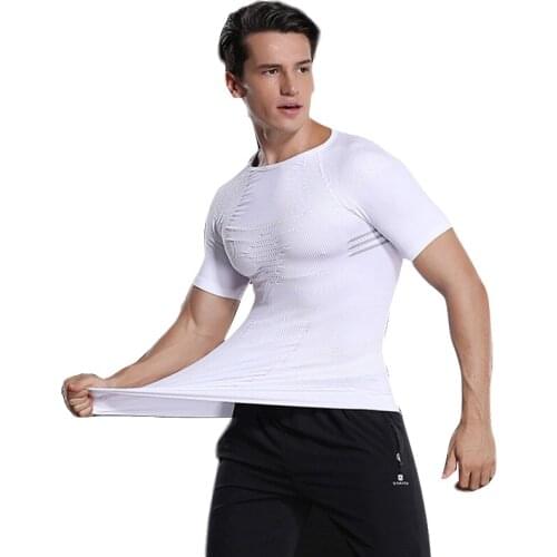 Short Sleeve Plain Tees Men Undershirt Compression Stretch Tops Bodybuilding Fitness Workout T shirt Mens Training Wear