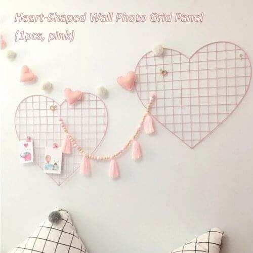 Wall Decoration Iron Photo Grid Panel Holder Clip & Wood Key Hanger Holder Wire Picture Shelf Photo Home Living Room Decor