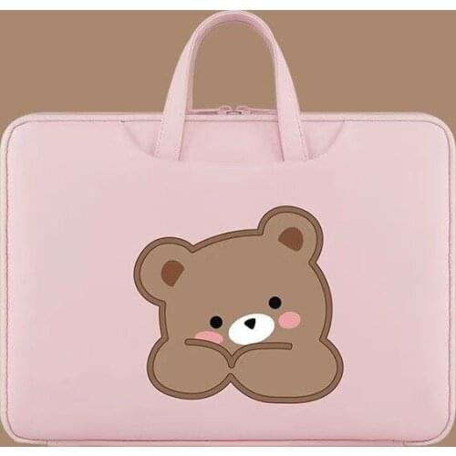 2021 New Portable Laptop Bag for Macbook Apple Huawei Xiaomi Notebook Female Cartoon Bear 13/14/15.6 Inch Tablet B