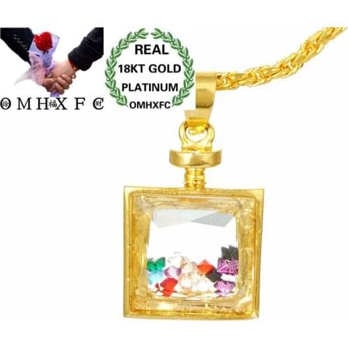 OMHXFC Wholesale European Fashion Woman Party Birthday Wedding Gift Perfume Bottle Zircon 18KT Real Gold Charm Pendant PN105