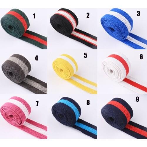 Canvas Webbing Strap 38mm 3yards Colorful Striped Woven Belt Leash Dog Collar Sewing Bag Accessories